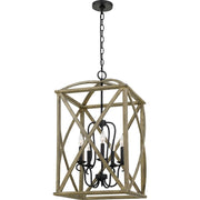 Quoizel Woodhaven 5 Light Foyer Piece, Distressed Weathered Oak