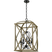 Quoizel Woodhaven 5 Light Foyer Piece, Distressed Weathered Oak