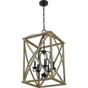 Quoizel Woodhaven 5 Light Foyer Piece, Distressed Weathered Oak