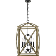 Quoizel Woodhaven 5 Light Foyer Piece, Distressed Weathered Oak