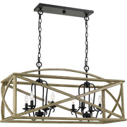 Quoizel Woodhaven Island Chandelier, Distressed Weathered Oak