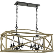 Quoizel Woodhaven Island Chandelier, Distressed Weathered Oak