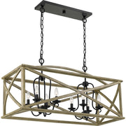 Quoizel Woodhaven Island Chandelier, Distressed Weathered Oak