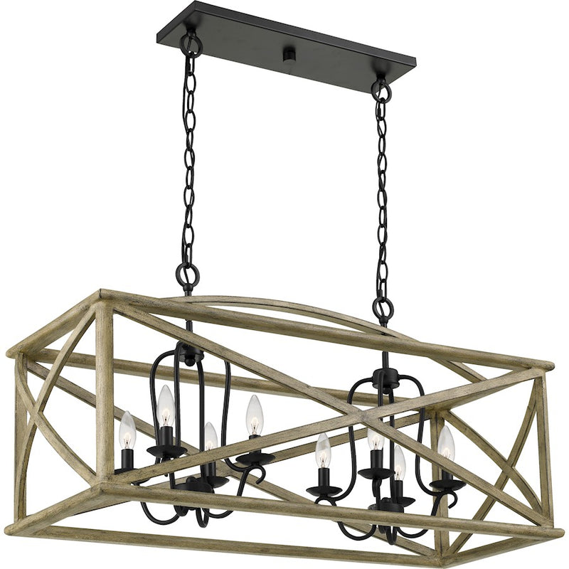 Quoizel Woodhaven Island Chandelier, Distressed Weathered Oak