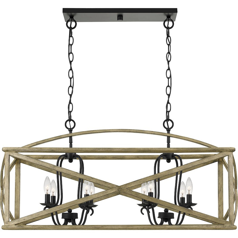 Quoizel Woodhaven Island Chandelier, Distressed Weathered Oak