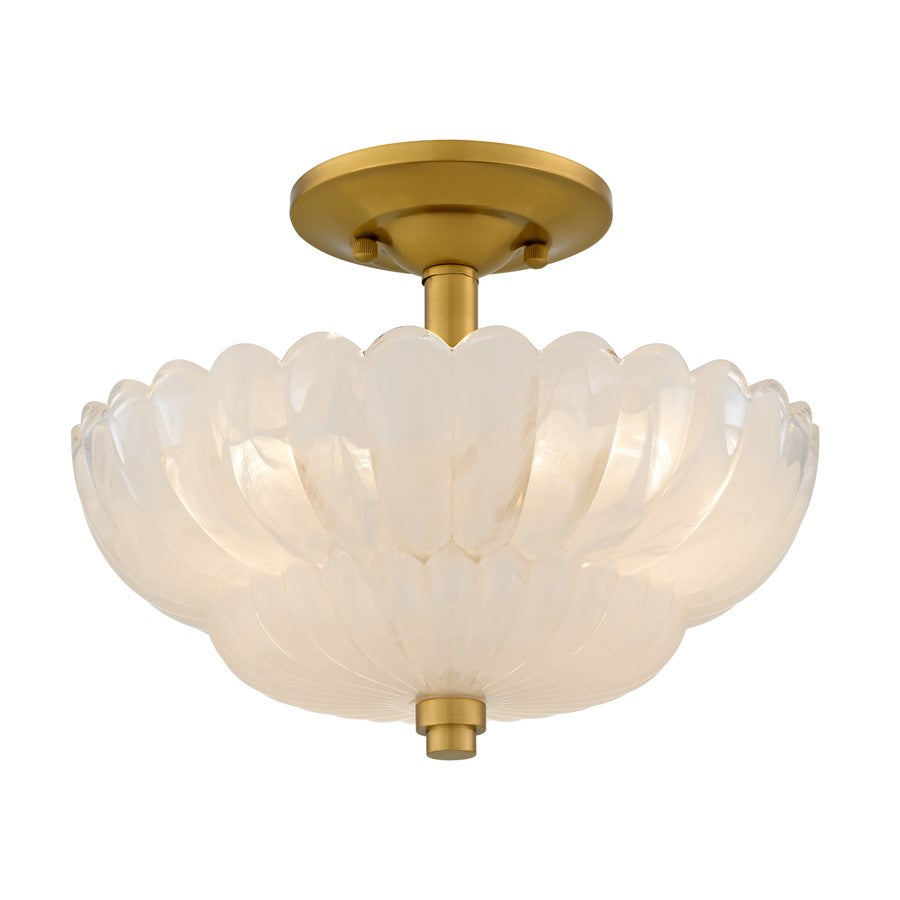 Quoizel Whitecap 3-Lt Brushed Gold Semi-Flush Mount, Brushed Gold - WHP1712BRG