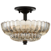 Quoizel Whitecap 12in 3-Light Semi-Flush Mount | Modern Mottled Cocoa and Amber Glass | Bedroom & Hallway | 11.75 x 11.75 x 9 in | Model WHP1712MC