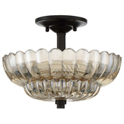 Quoizel Whitecap 12in 3-Light Semi-Flush Mount | Modern Mottled Cocoa and Amber Glass | Bedroom & Hallway | 11.75 x 11.75 x 9 in | Model WHP1712MC