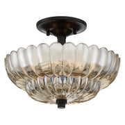 Quoizel Whitecap 12in 3-Light Semi-Flush Mount | Modern Mottled Cocoa and Amber Glass | Bedroom & Hallway | 11.75 x 11.75 x 9 in | Model WHP1712MC