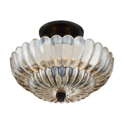 Quoizel Whitecap 12in 3-Light Semi-Flush Mount | Modern Mottled Cocoa and Amber Glass | Bedroom & Hallway | 11.75 x 11.75 x 9 in | Model WHP1712MC
