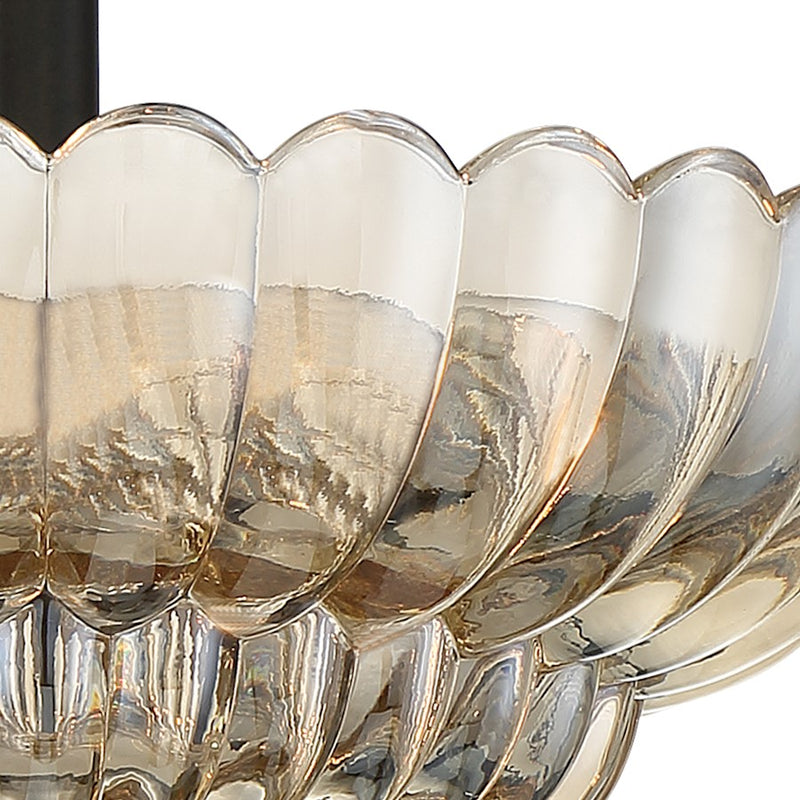 Quoizel Whitecap 12in 3-Light Semi-Flush Mount | Modern Mottled Cocoa and Amber Glass | Bedroom & Hallway | 11.75 x 11.75 x 9 in | Model WHP1712MC