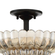 Quoizel Whitecap 12in 3-Light Semi-Flush Mount | Modern Mottled Cocoa and Amber Glass | Bedroom & Hallway | 11.75 x 11.75 x 9 in | Model WHP1712MC