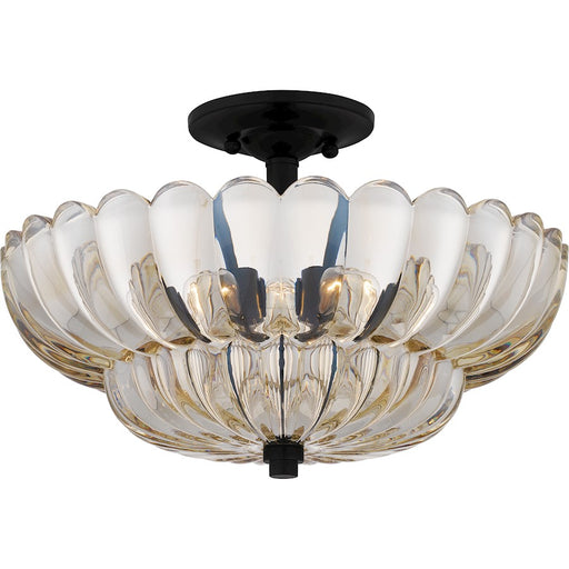 Quoizel Whitecap 4 Light Semi-Flush Mount, Mottled Cocoa/Amber Glass - WHP1716MC