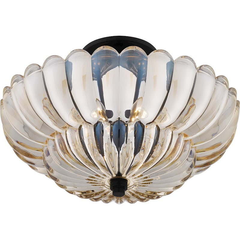 Quoizel Whitecap 4 Light Semi-Flush Mount, Mottled Cocoa/Amber Glass