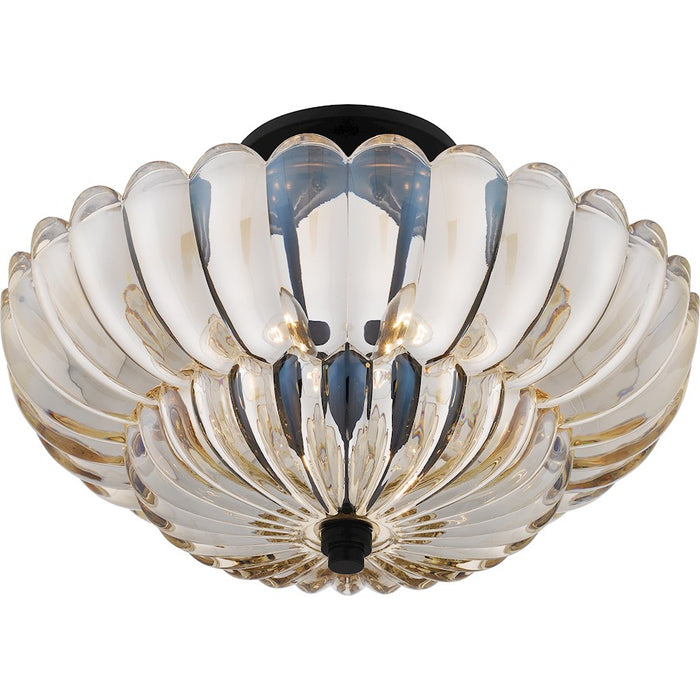 Quoizel Whitecap 4 Light Semi-Flush Mount, Mottled Cocoa/Amber Glass