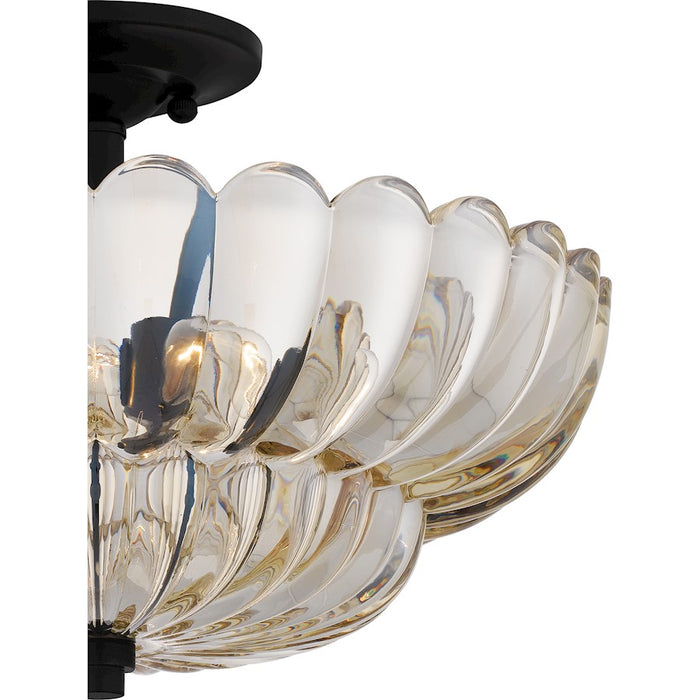 Quoizel Whitecap 4 Light Semi-Flush Mount, Mottled Cocoa/Amber Glass