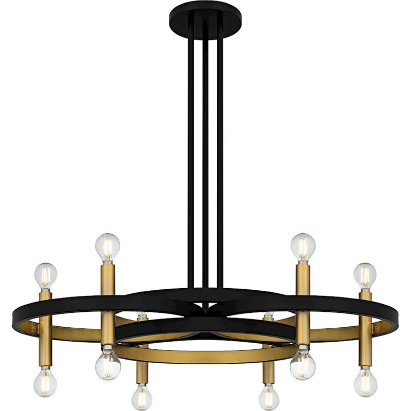 Quoizel Winsland 12Light Chandelier, Matte Black/ - WID5030MBK