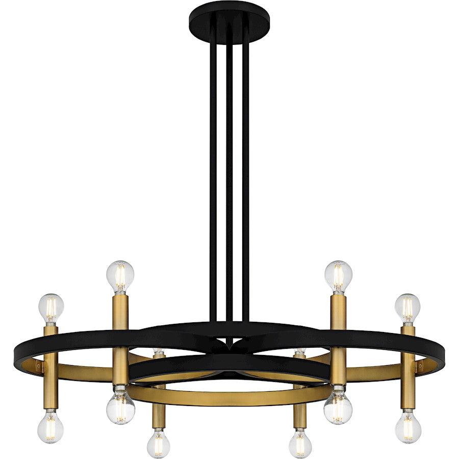 Quoizel Winsland 12Light Chandelier, Matte Black/ - WID5030MBK