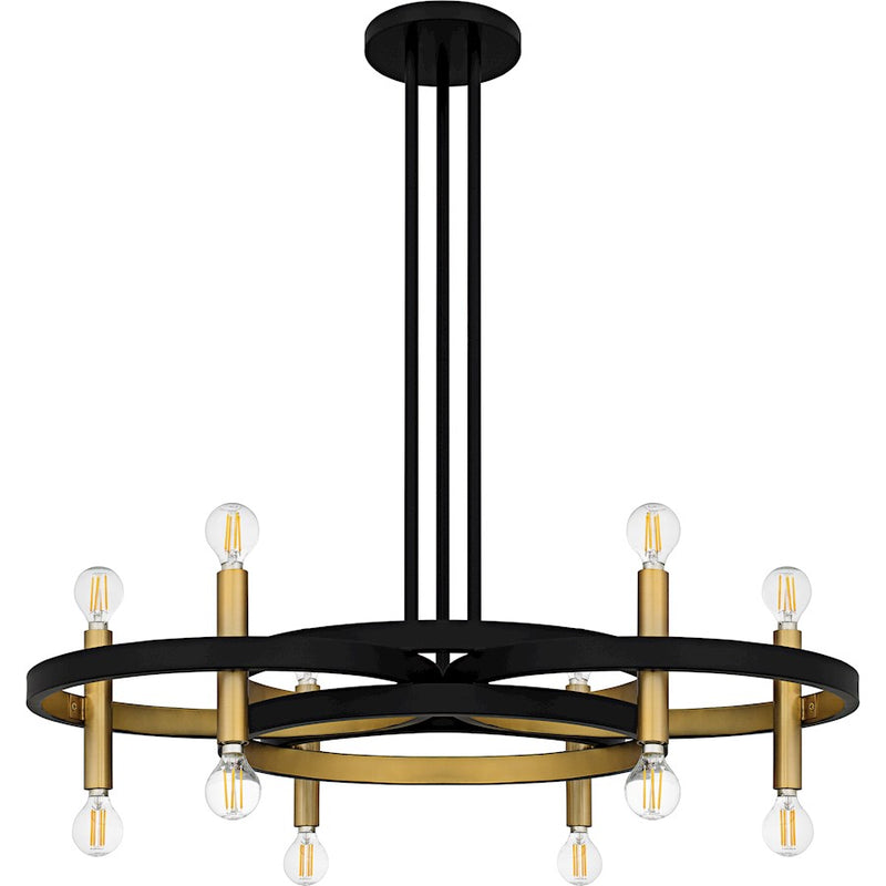 Quoizel Winsland 12Light Chandelier, Matte Black