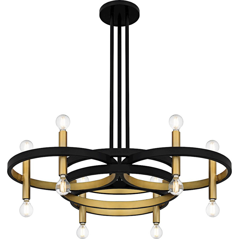 Quoizel Winsland 12Light Chandelier, Matte Black