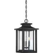 Quoizel Wakefield 20in 3-Light Outdoor Lantern | Coastal Earth Black and Clear Seedy Glass | Covered Patio & Entryway | Model WKF1911EK
