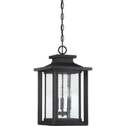 Quoizel Wakefield 20in 3-Light Outdoor Lantern | Coastal Earth Black and Clear Seedy Glass | Covered Patio & Entryway | Model WKF1911EK