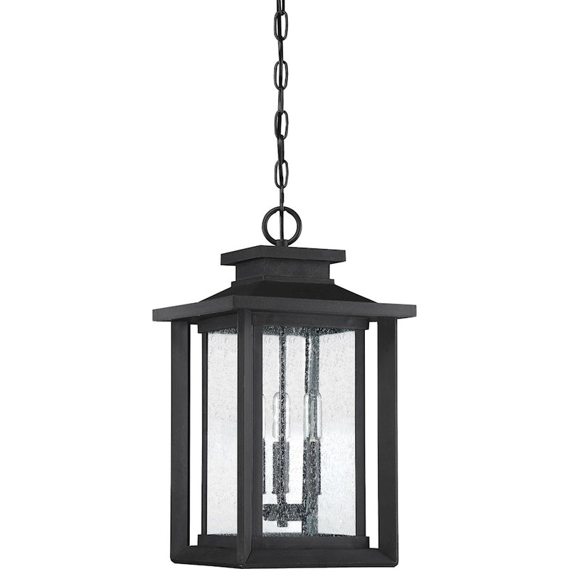 Quoizel Wakefield 20in 3-Light Outdoor Lantern | Coastal Earth Black and Clear Seedy Glass | Covered Patio & Entryway | Model WKF1911EK