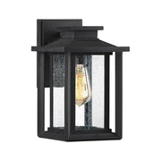 Quoizel Wakefield 11in 1-Light Outdoor Wall Lantern | Coastal Earth Black and Clear Seedy Glass | Porch & Entryway | Model WKF8407EK