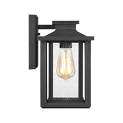 Quoizel Wakefield 11in 1-Light Outdoor Wall Lantern | Coastal Earth Black and Clear Seedy Glass | Porch & Entryway | Model WKF8407EK