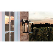 Quoizel Wakefield 9in 1-Light Outdoor Wall Lantern | Coastal Earth Black and Clear Seedy Glass | Entryway & Porch | Model WKF8409EK