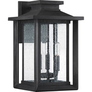 Quoizel Wakefield 11in 3-Light Outdoor Wall Lantern | Coastal Earth Black and Clear Seedy Glass | Entryway & Porch | Model WKF8411EK