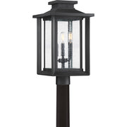 Quoizel Wakefield 11in 3-Light Outdoor Lantern | Coastal Earth Black and Clear Seedy Glass | Front Porch & Patio | Model WKF9011EK