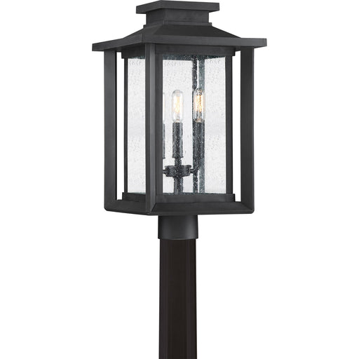 Quoizel Wakefield 11in 3-Light Outdoor Lantern | Coastal Earth Black and Clear Seedy Glass | Front Porch & Patio | Model WKF9011EK
