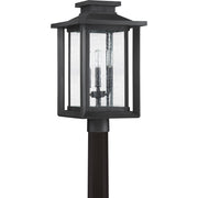 Quoizel Wakefield 11in 3-Light Outdoor Lantern | Coastal Earth Black and Clear Seedy Glass | Front Porch & Patio | Model WKF9011EK