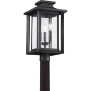 Quoizel Wakefield 11in 3-Light Outdoor Lantern | Coastal Earth Black and Clear Seedy Glass | Front Porch & Patio | Model WKF9011EK