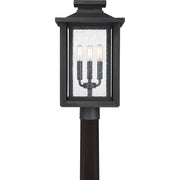 Quoizel Wakefield 11in 3-Light Outdoor Lantern | Coastal Earth Black and Clear Seedy Glass | Front Porch & Patio | Model WKF9011EK