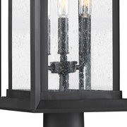 Quoizel Wakefield 11in 3-Light Outdoor Lantern | Coastal Earth Black and Clear Seedy Glass | Front Porch & Patio | Model WKF9011EK