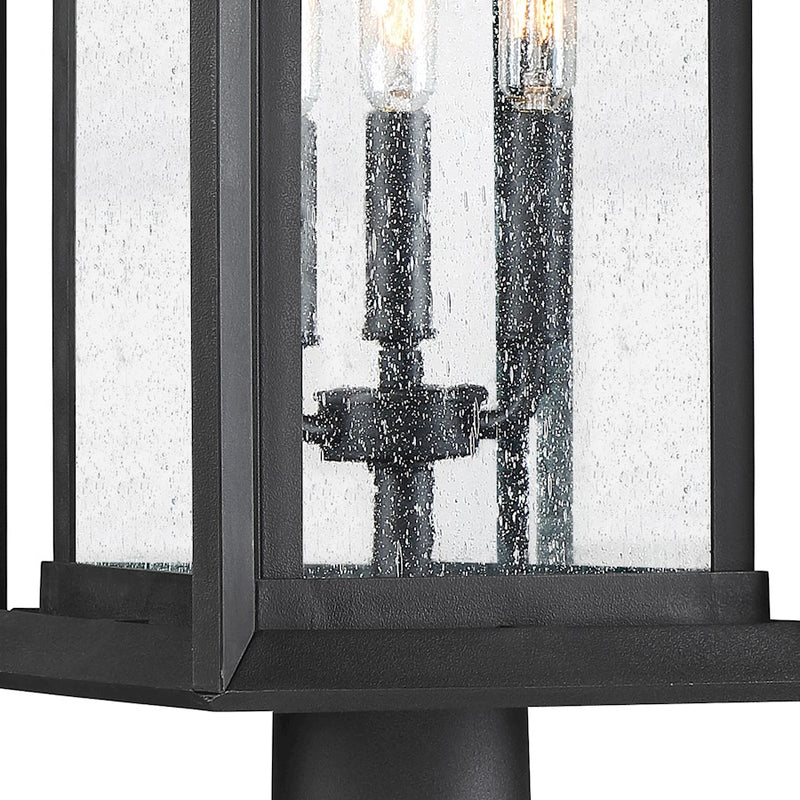 Quoizel Wakefield 11in 3-Light Outdoor Lantern | Coastal Earth Black and Clear Seedy Glass | Front Porch & Patio | Model WKF9011EK