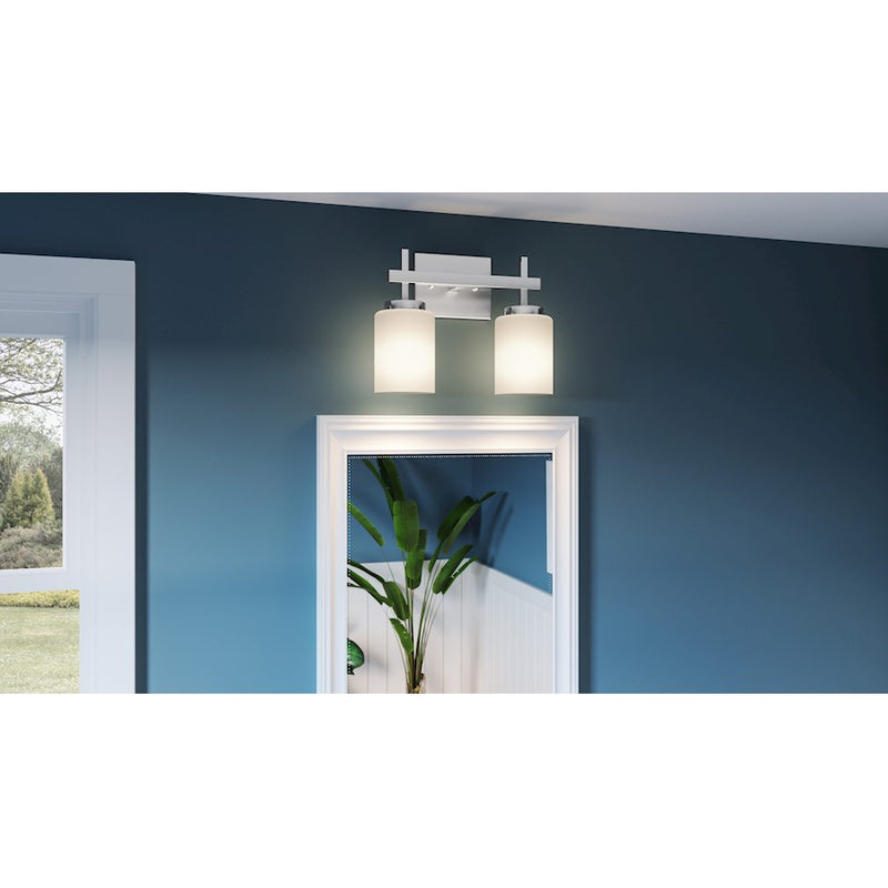 Quoizel Wilburn 2 Light Bath Light, Polished Chrome/Opal Etched