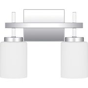 Quoizel Wilburn 2 Light Bath Light, Polished Chrome/Opal Etched