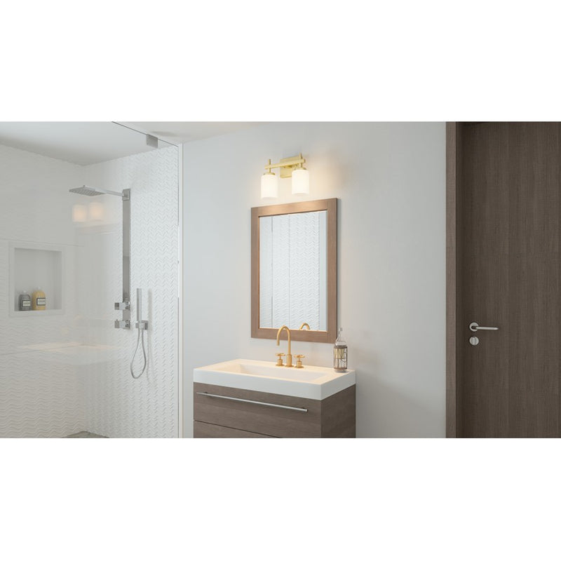 Quoizel Wilburn 2 Light Bath Light, Satin Brass/Opal Etched