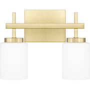 Quoizel Wilburn 2 Light Bath Light, Satin Brass/Opal Etched