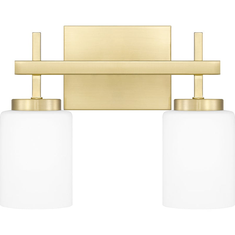 Quoizel Wilburn 2 Light Bath Light, Satin Brass/Opal Etched