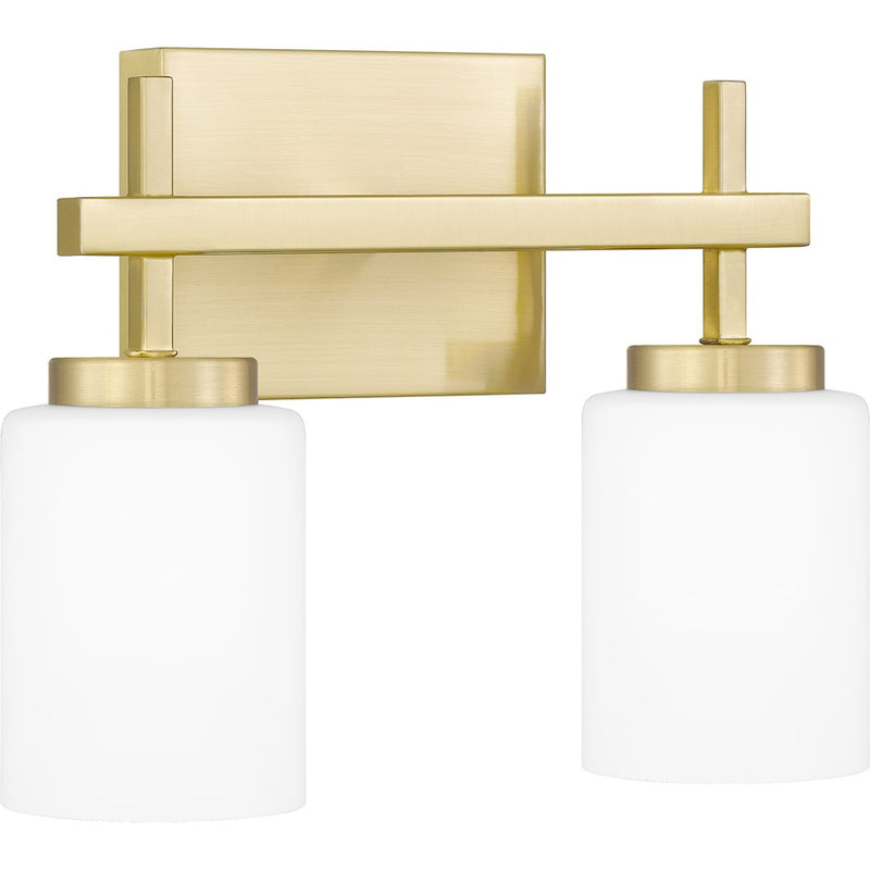 Quoizel Wilburn 2 Light Bath Light, Satin Brass/Opal Etched