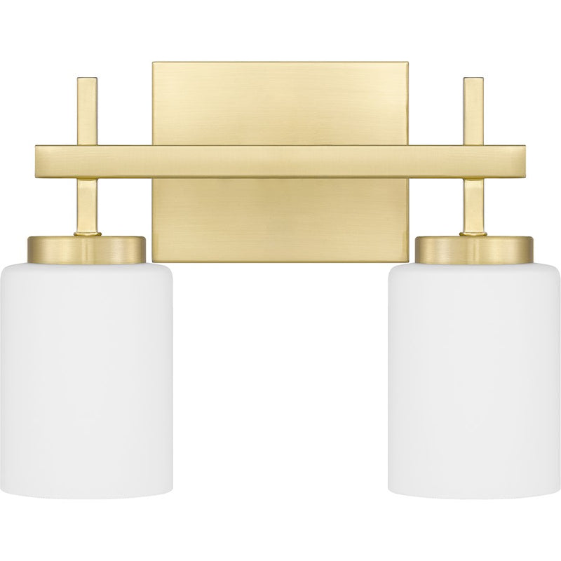 Quoizel Wilburn 2 Light Bath Light, Satin Brass/Opal Etched