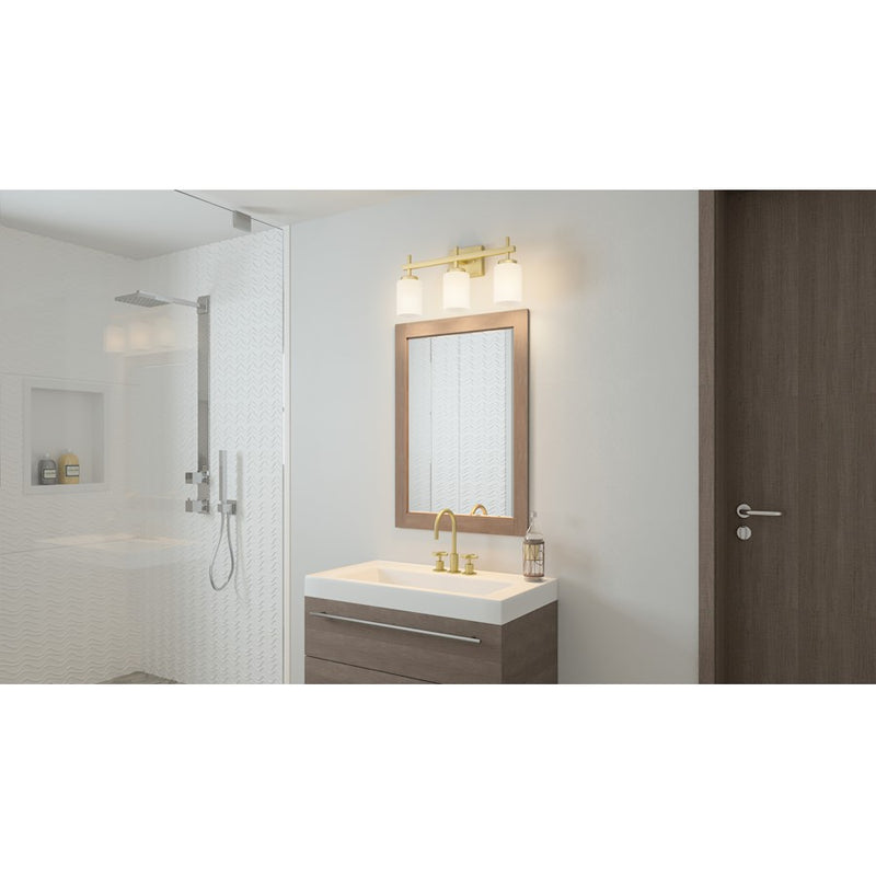 Quoizel Wilburn 3 Light Bath Light, Satin Brass/Opal Etched