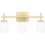 Quoizel Wilburn 3 Light Bath Light, Satin Brass/Opal Etched