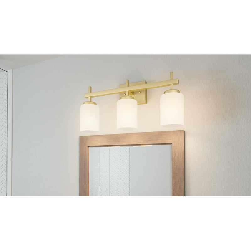 Quoizel Wilburn 3 Light Bath Light, Satin Brass/Opal Etched