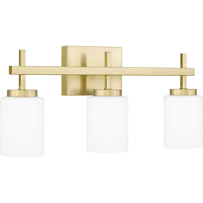 Quoizel Wilburn 3 Light Bath Light, Satin Brass/Opal Etched