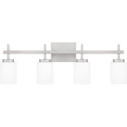 Quoizel Wilburn 4 Light Bath Light, Brushed Nickel/Opal Etched